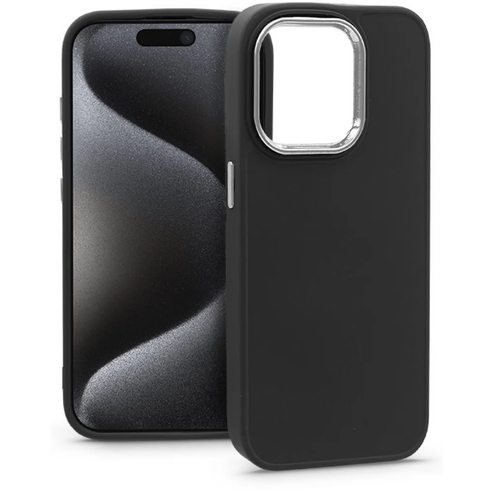 HAFFNER Frame silicone back panel iPhone 15 Pro black - iPoncomp.com