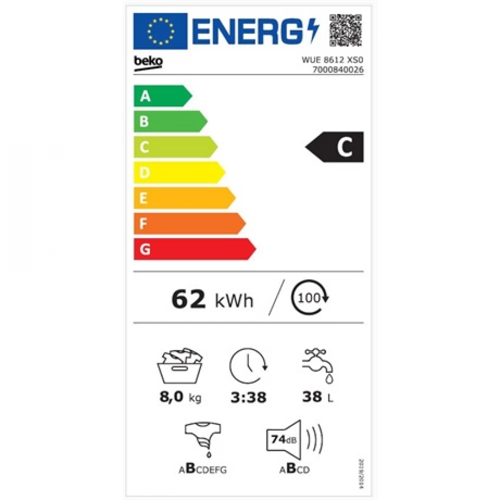 BEKO WUE8612XS0 Mosógép elöltöltős 8 kg C fehér - iPon - hardver és ...