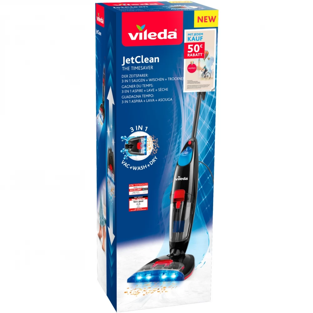Vileda Jet Clean VILEDA 172581 JetClean Electronic mop 400W 50m2 Black - iPoncomp.com