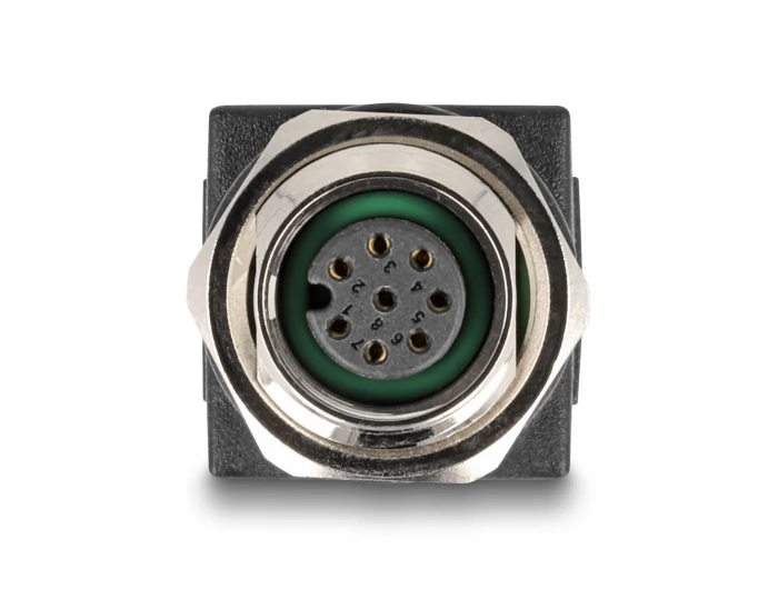 DELOCK M12 adapter A-kódolt 8 Stift mother - RJ45 mother Gerade