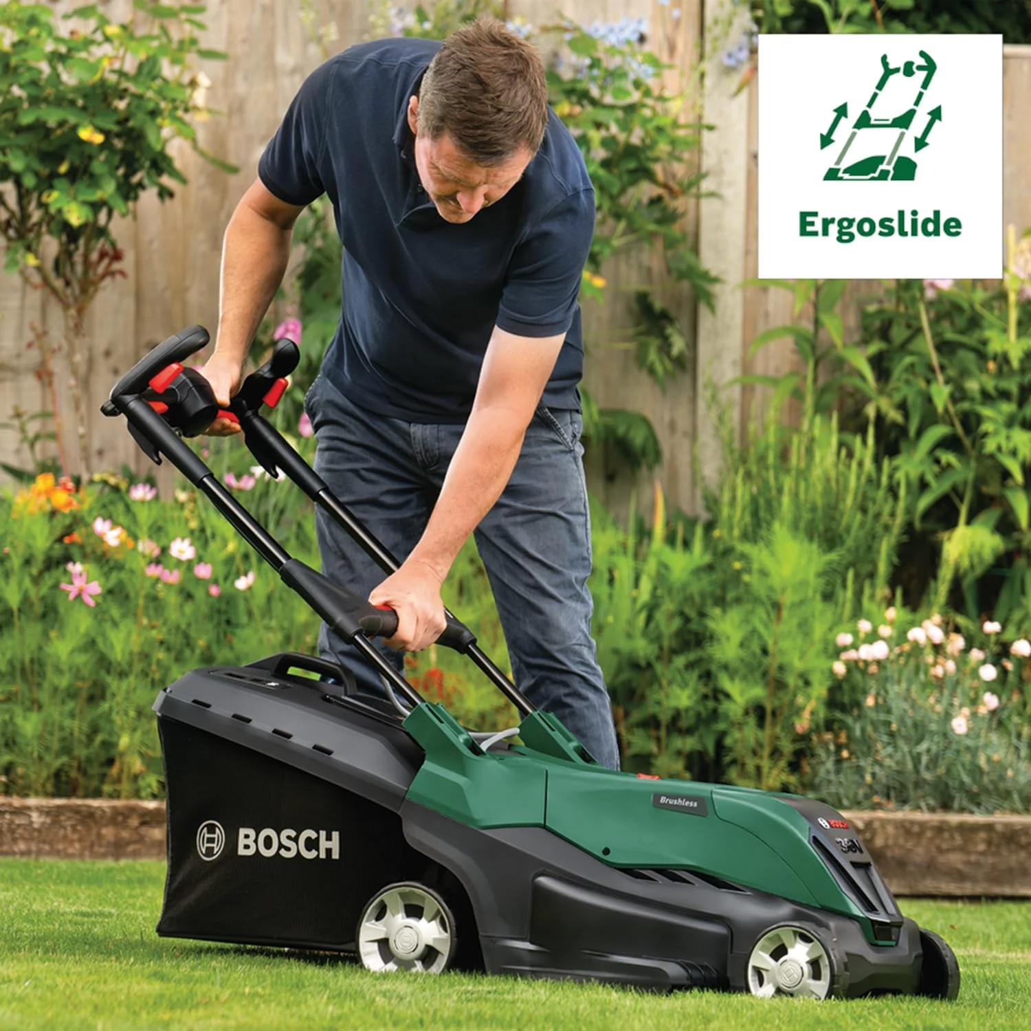 BOSCH AdvancedRotak 36V 40 650 akkus lawn Mower 2x 2.0Ah akku iPoncomp