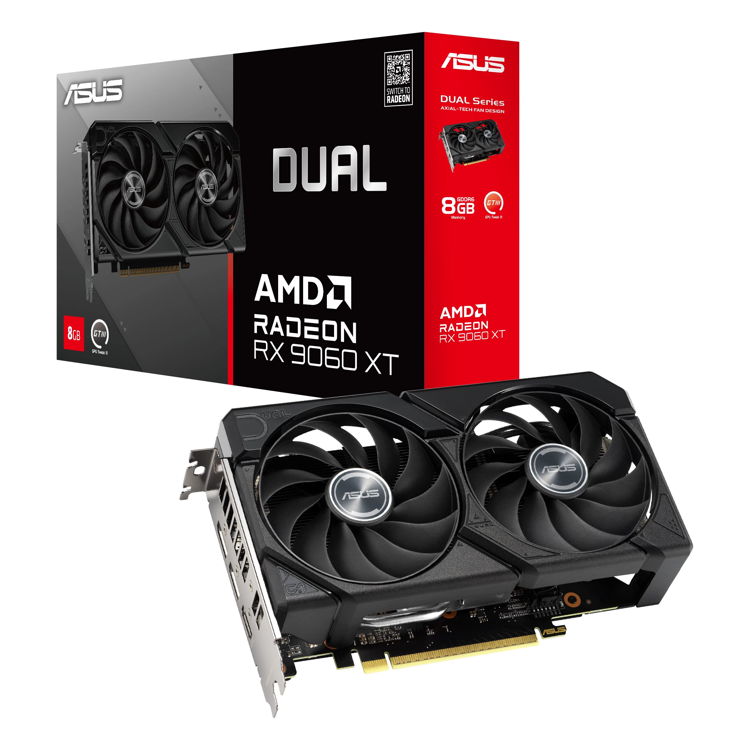Asus dual radeon rx 9060 xt 8gb | gddr6 | grafična kartica 1 Asus dual-rx9060xt-8g dual radeon rx 9060 xt 8gb gddr6 pcie - komponentko