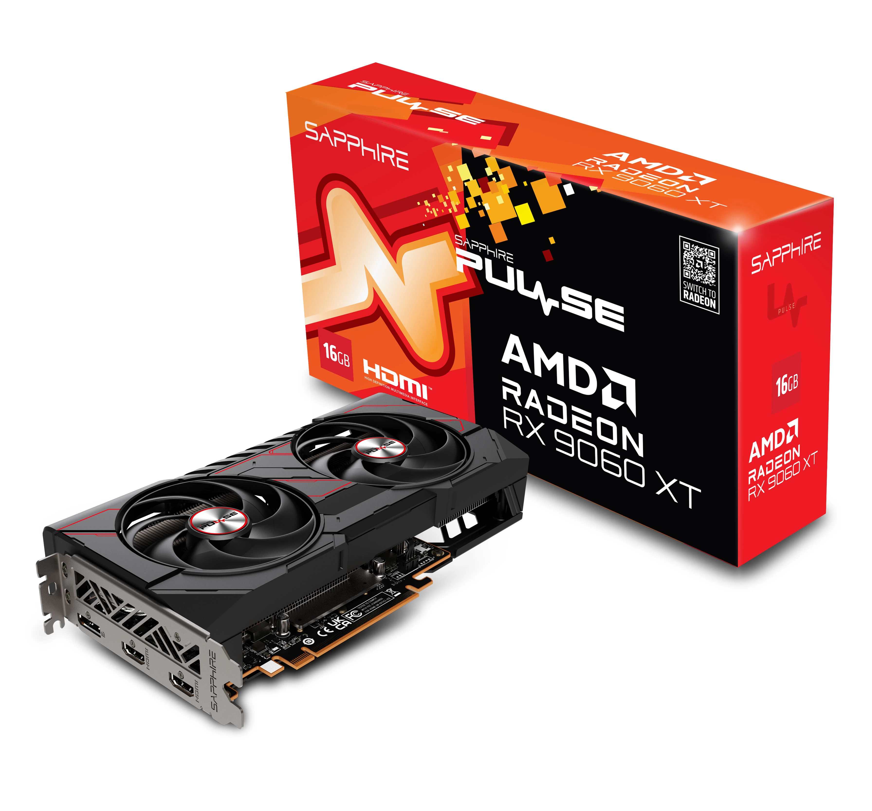 Sapphire 11350-03-20g radeon rx 9060 xt 16gb gddr6 pulse gaming oc pcie -  komponentko